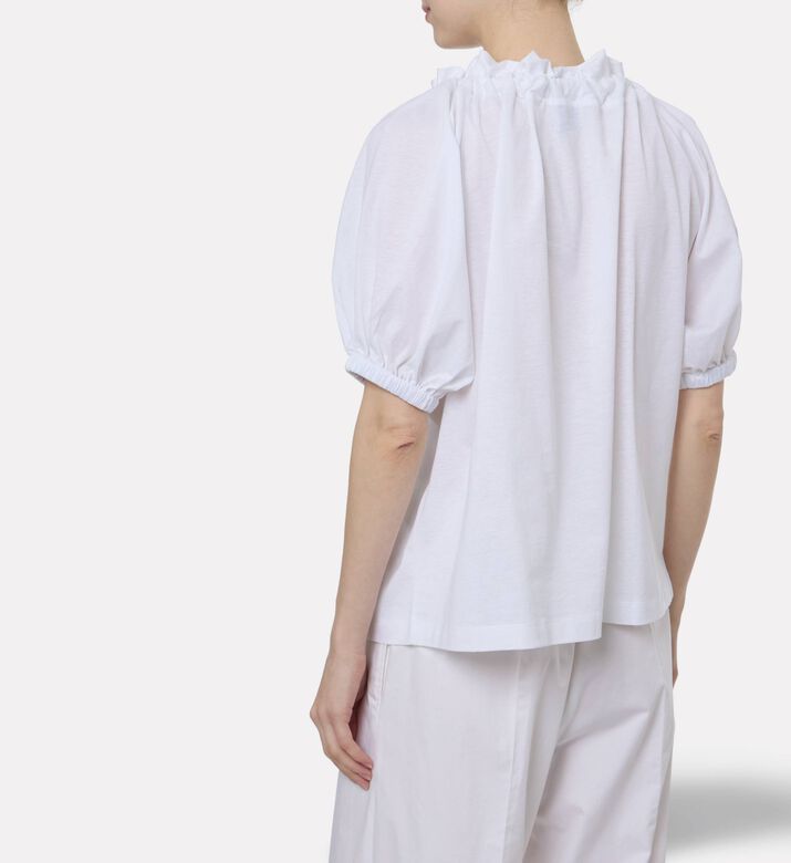 Patou Ruffled Bow Collar Top, Model View