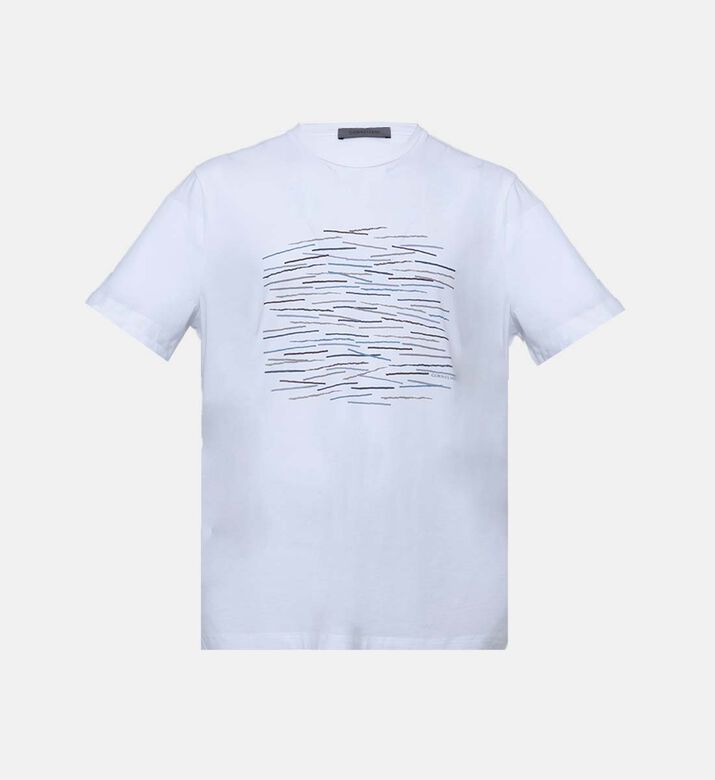 تيشيرت بأكمام قصيرة مطاطي بطبعة موجات