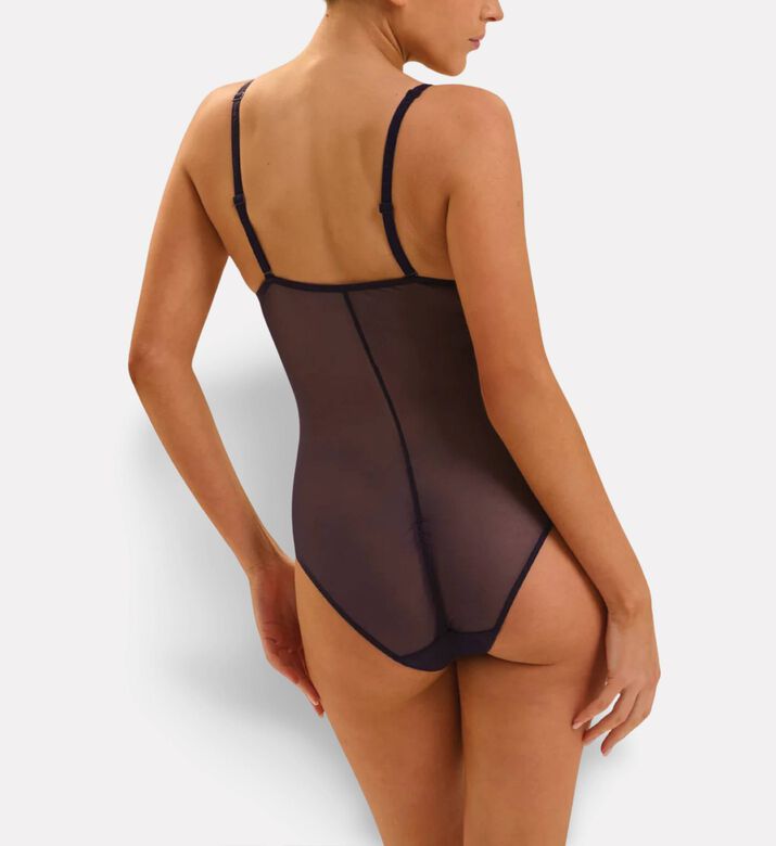 Simone Perele Embroidered Tulle Bodysuit, Dark-blue, L, Model View