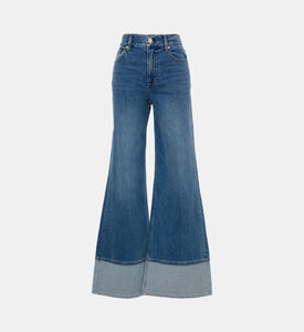 Button Closure Flared Denim Pants
