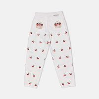 Embroidered Cherry Denim Pants