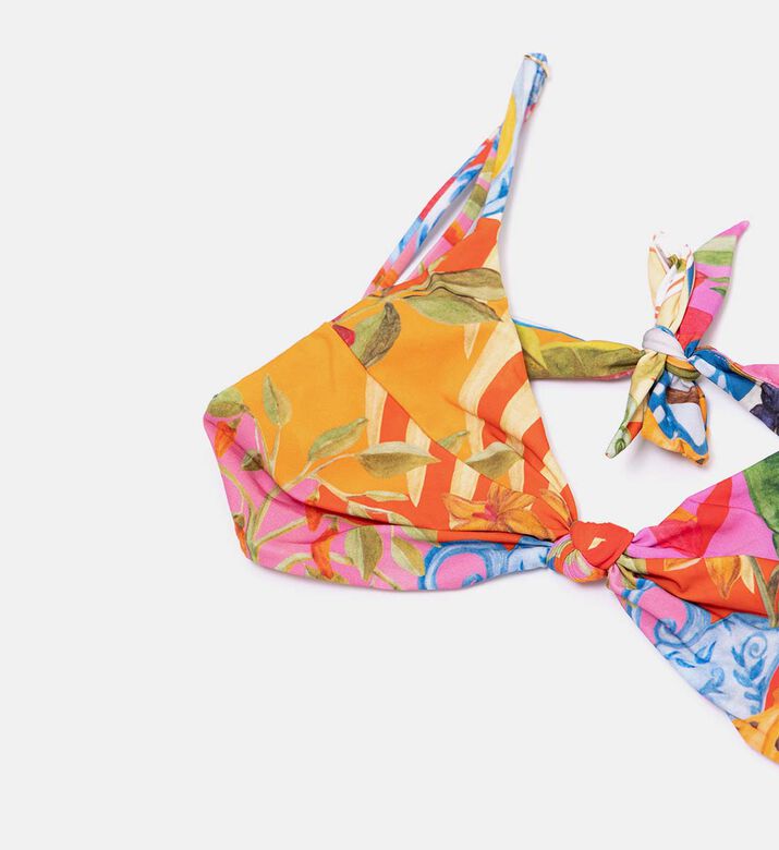 Farm Rio Exotic Floral-print Tie-front Bikini Top, Packshot View Farm Rio Exotic Floral-print Tie-front Bikini Top, Packshot View