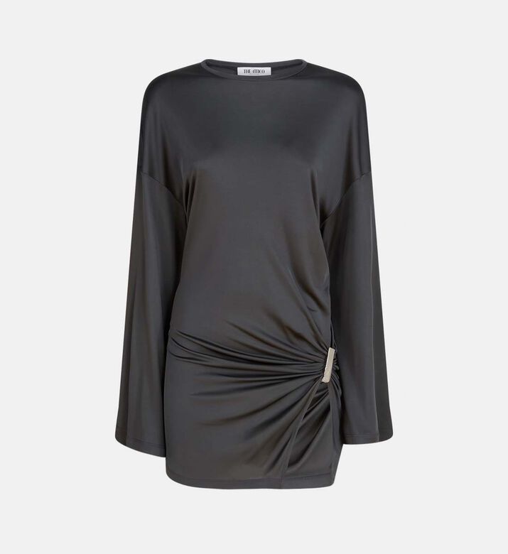 Metal Detail Draped Mini Dress