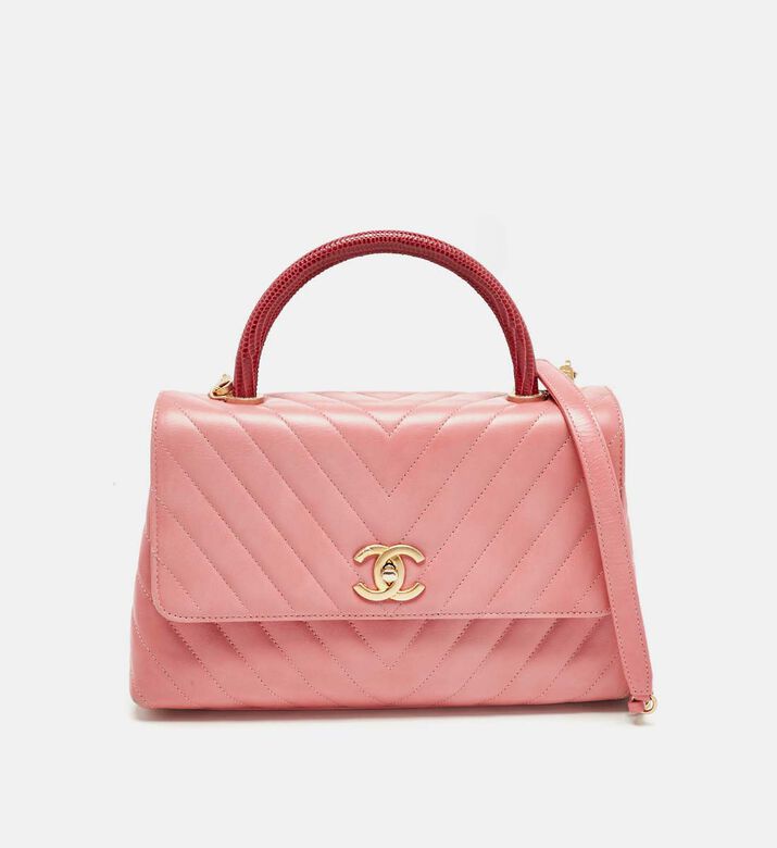 Chanel Chanel Chevron Leather Small Coco Top Handle Bag Preowned, Packshot View
