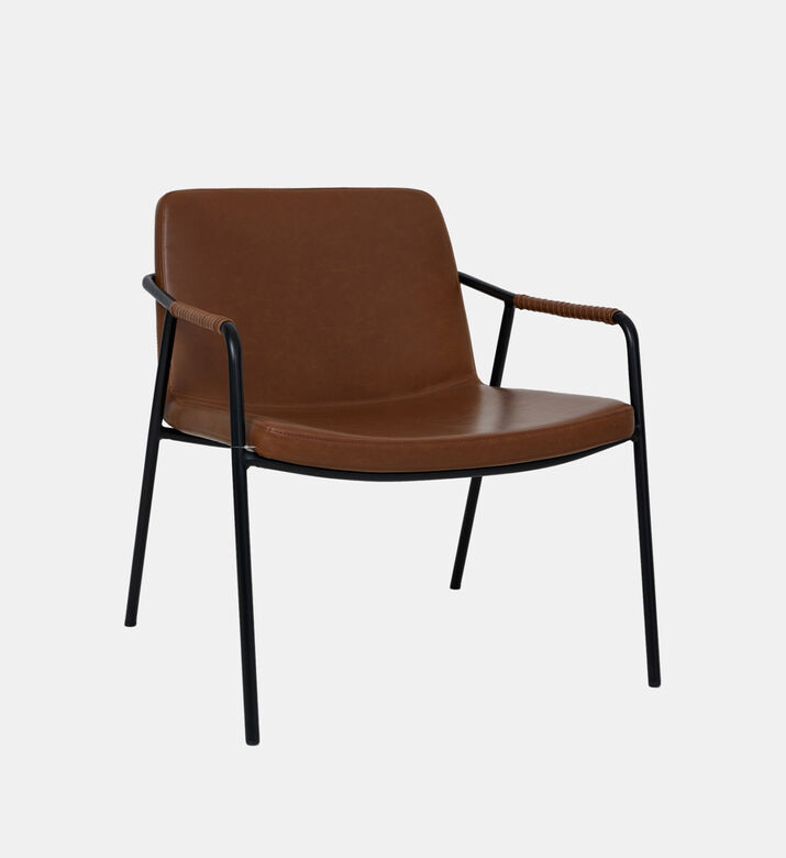 Dan Form Boto Metal Leather Lounge Chair, Brown, Packshot View