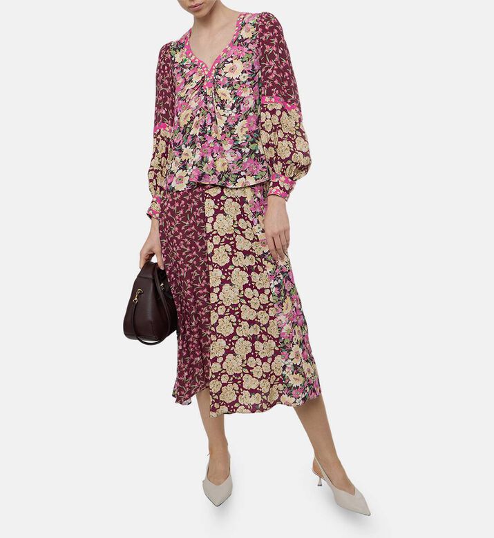 Ba and Sh All-over Floral-print Flared Skirt, Model View