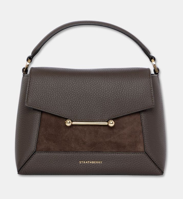 Strathberry Mosaic Leather Top Handle Bag, Dark-brown, Packshot View