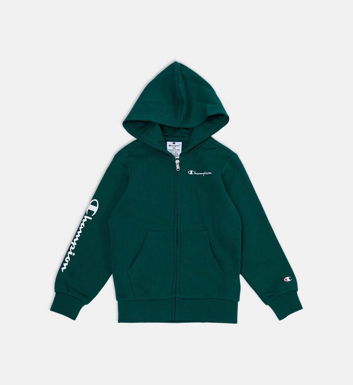 Champion Vertical Logo-print Full Zip-up Hoodie, Green, Xs, Packshot View
