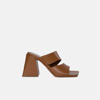 High Heel Leather Sabot Mules