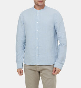 قميص ستان كتان بياقة شريطية