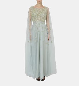 فستان بياقة مستديرة مزين بترتر