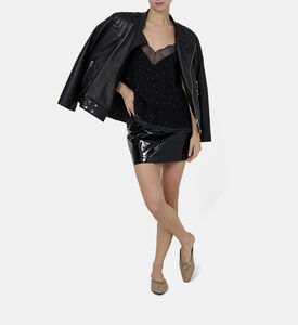 تنورة قصيرة جلد لامع