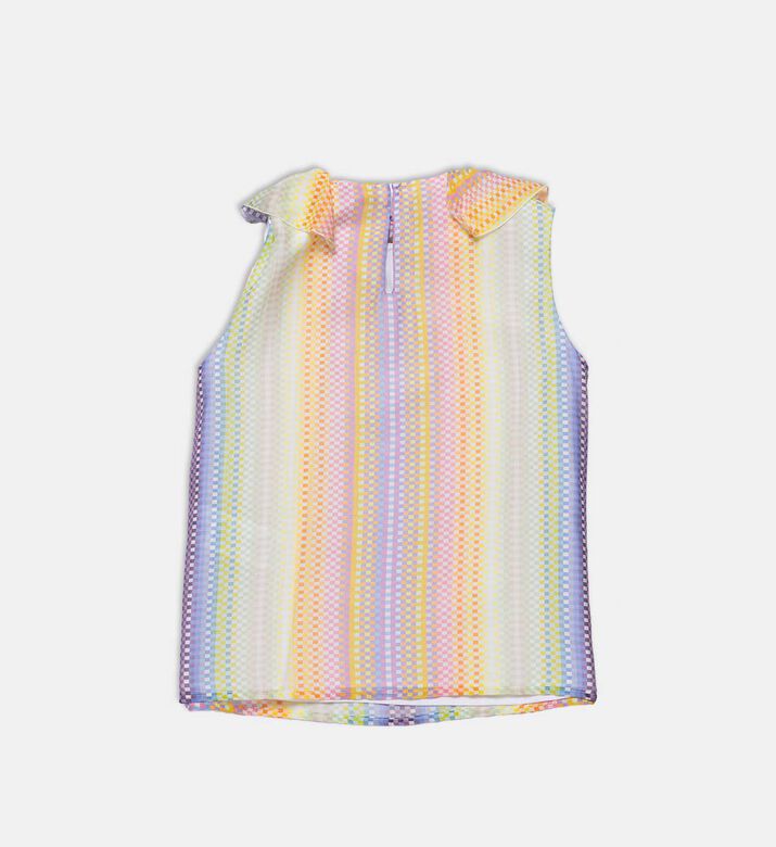 بلوزة بدون أكمام بنقشة مربعات بألون قوس القزح بلوزة بدون أكمام بنقشة مربعات بألون قوس القزح