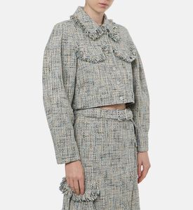 Ganni Tweed Button Closure Jacket, Model View