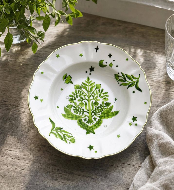 Bitossi Floral Decal Deep Plate, Model View