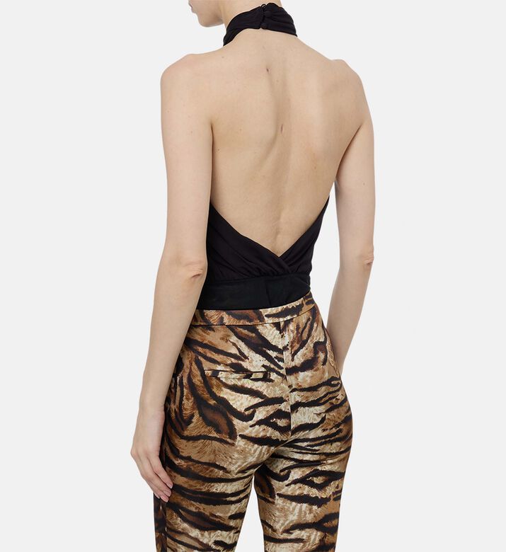 Ronny Kobo Halter Neck Sleeveless Bodysuit, Model View
