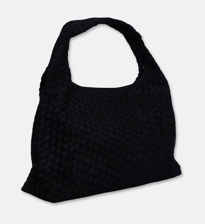 JW PEI Laura Faux Suede Woven Shoulder Bag, Black, Packshot View