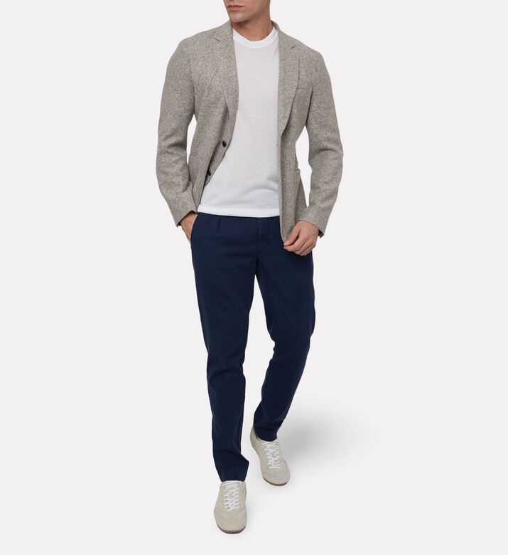 Hackett London Tricotine Button Closure Slip Pockets Pants, Navy, 36, Model View