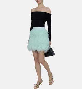 تنورة ريش قصيرة بحزام خصر مطاطي