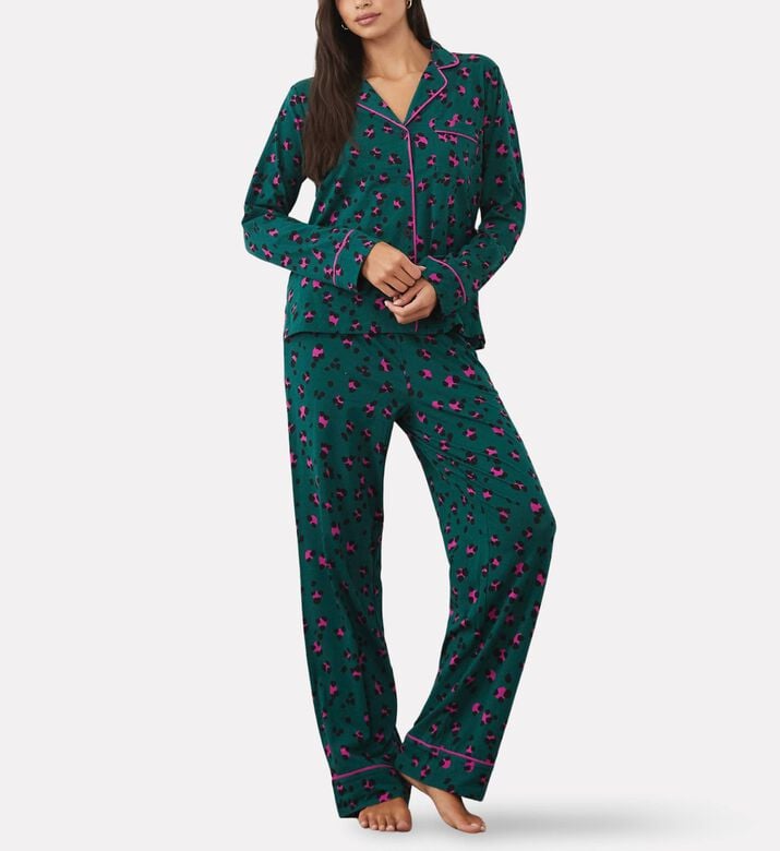 DKNY Animal Print Long-sleeve Pajama Set, Model View