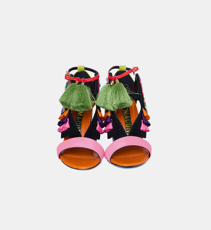 Multicolored Bird Embellished Sandals