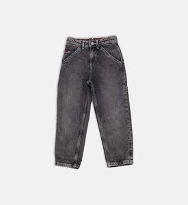 Metal-plaque Loose-fit Denim Pants