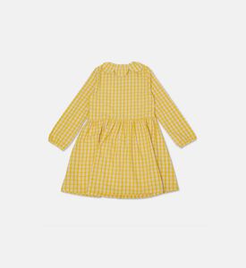Petal Collar Checkered Cotton Dress