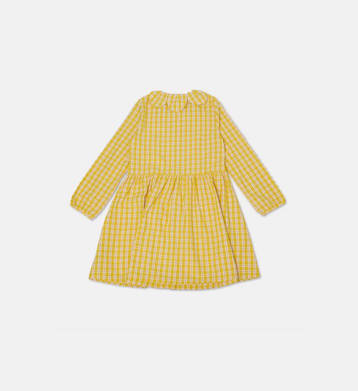 Petal Collar Checkered Cotton Dress