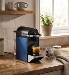 Nespresso Pixie Electric Titan Coffee Machine, Dark-blue, Model View