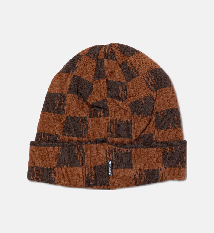 Sprayground Checkerboard Pattern Shark Beanie, Brown, Packshot View