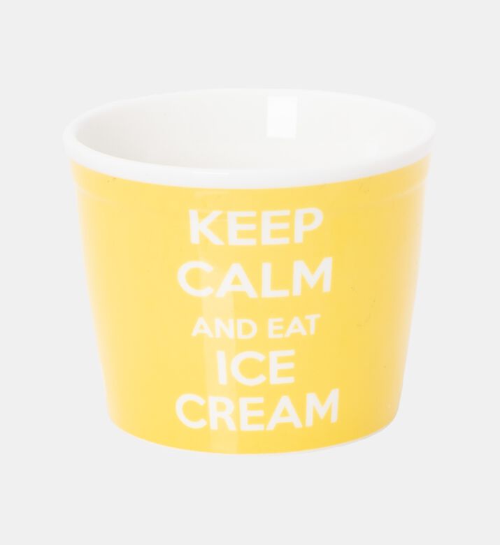 Easy Life Porcelain Graphic Design Ice Cream Bowl, Yellow, Packshot View