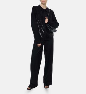 The Kooples Sequined Oversized Knit Polo Shirt, Model View