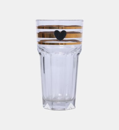 Gold Stripes Heart-print Glass H16
