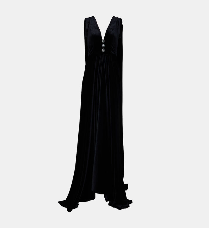 Velvet Cape-style Maxi Gown