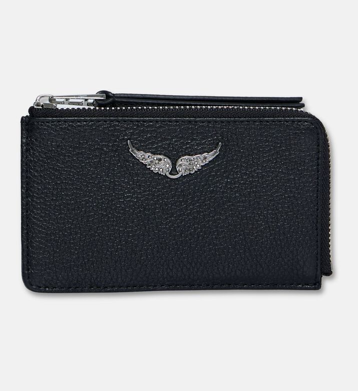 Zadig et Voltaire Leather Flap Pocket Card Holder, Silver, Packshot View
