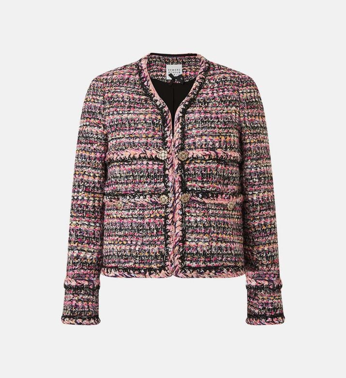 Tweed Knit V-neck Jacket