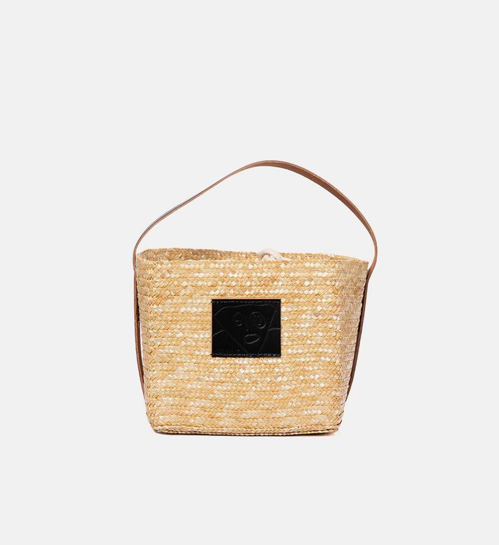 Straw Leather Strap Basket