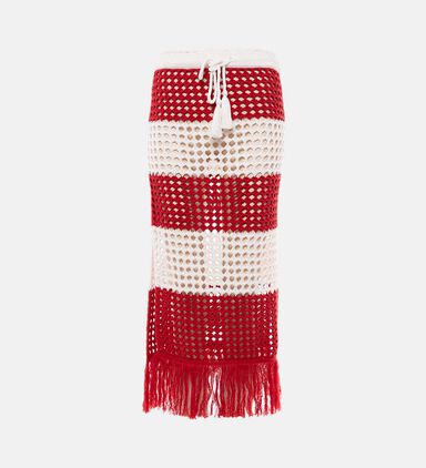 Crochet Red Stripes Skirt