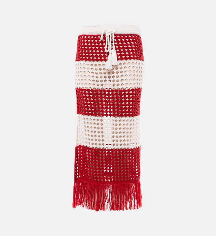 Crochet Red Stripes Skirt