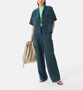 Fluid Linen Flared Trousers