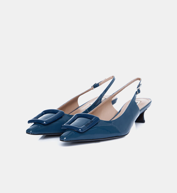 Patent Leather Low Heel Slingback Sandals