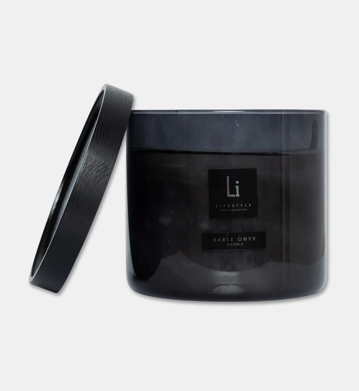 Life Style Home Sable Onyx Xxl Smoked Glass Candle, Packshot View