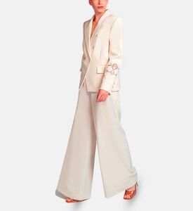 Michael Cinco Floral-embroidery Regular-fit Suit Set, White, Xl, Model View