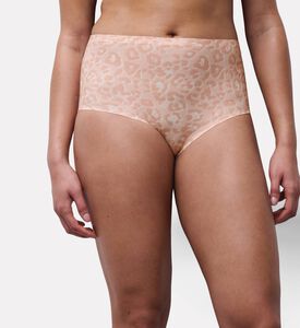 Chantelle High-waisted Leopard-print Briefs, Beige, Model View