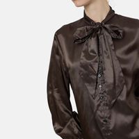 Viscose Long-sleeve Neck Tie Shirt