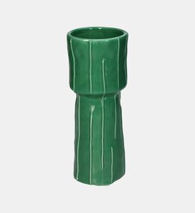 Kersten Ceramic Bamboo-inspired Vase, Green, 8.7x8.7x22.1-cm, Packshot View