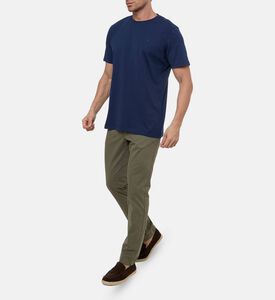 Hackett London Embroidered Oar Logo Ribbed Collar Short-sleeve T-shirt, Blue, M, Model View