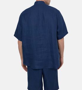 قميص بياقة شريطية كتان