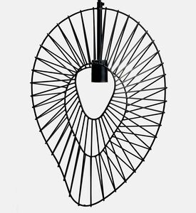 Home Deco and More Morjim Iron Pendant Lamp, Black, 16x37x55-cm, Packshot View
