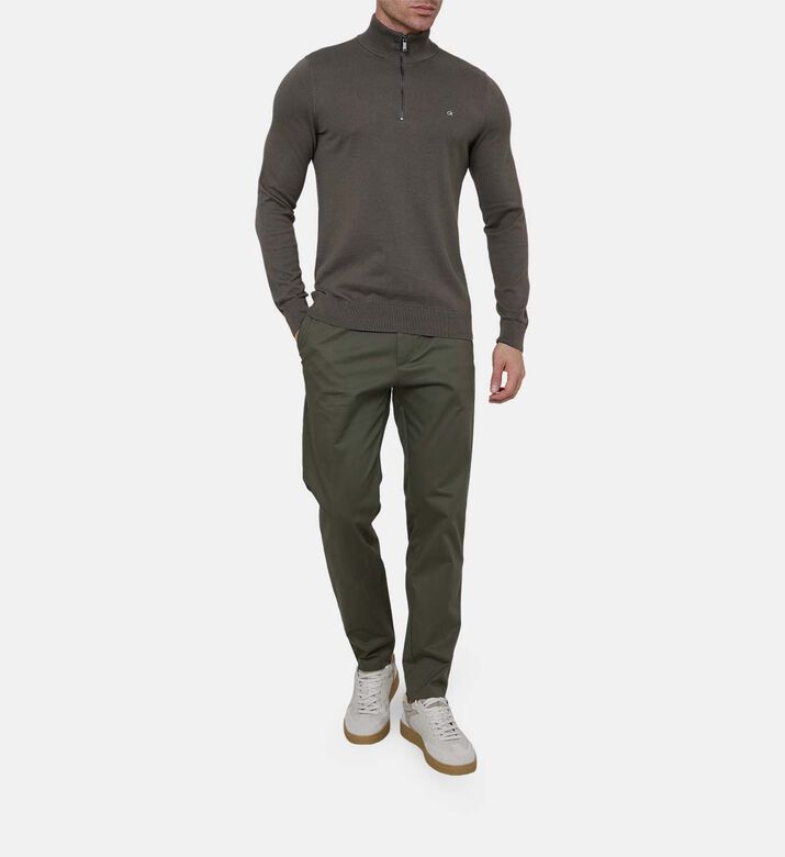 كنزة بربع سحاب بمزيج حرير قطن